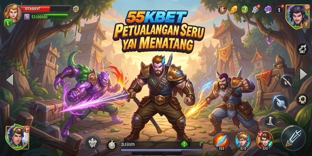 Tampilan gameplay 55KBET yang penuh petualangan mendebarkan.