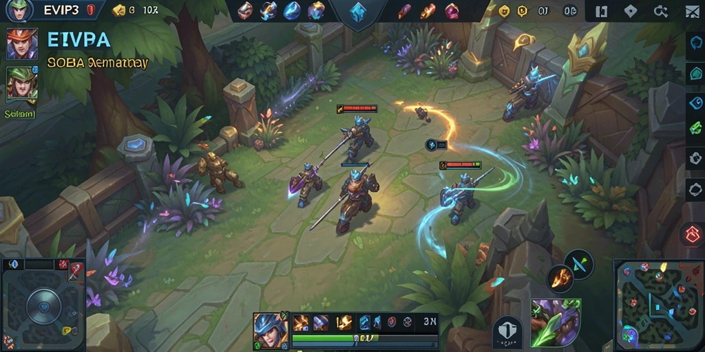 Screenshot EVIP3 menampilkan aksi seru dalam pertandingan MOBA.