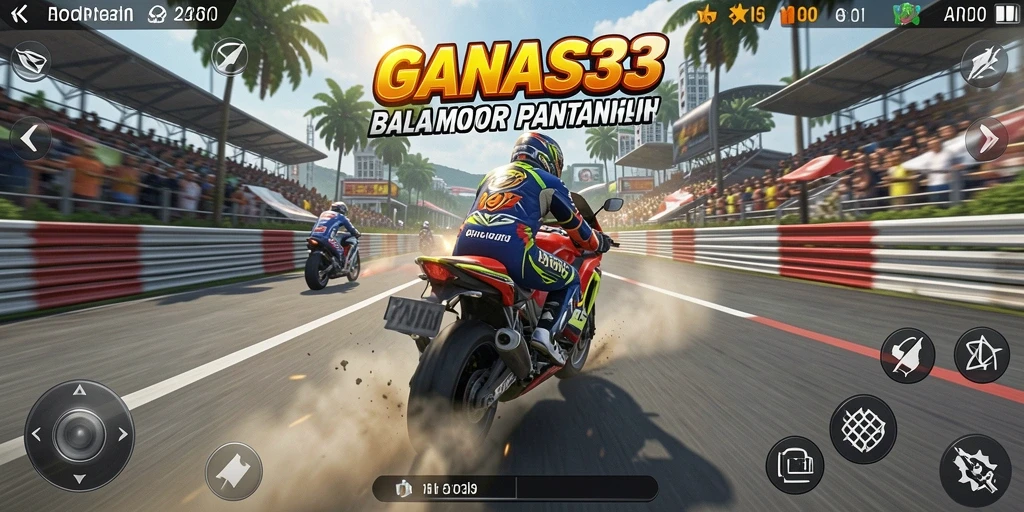 Menampilkan aksi balapan seru di <strong>GANAS33</strong> dengan motor bertenaga tinggi.