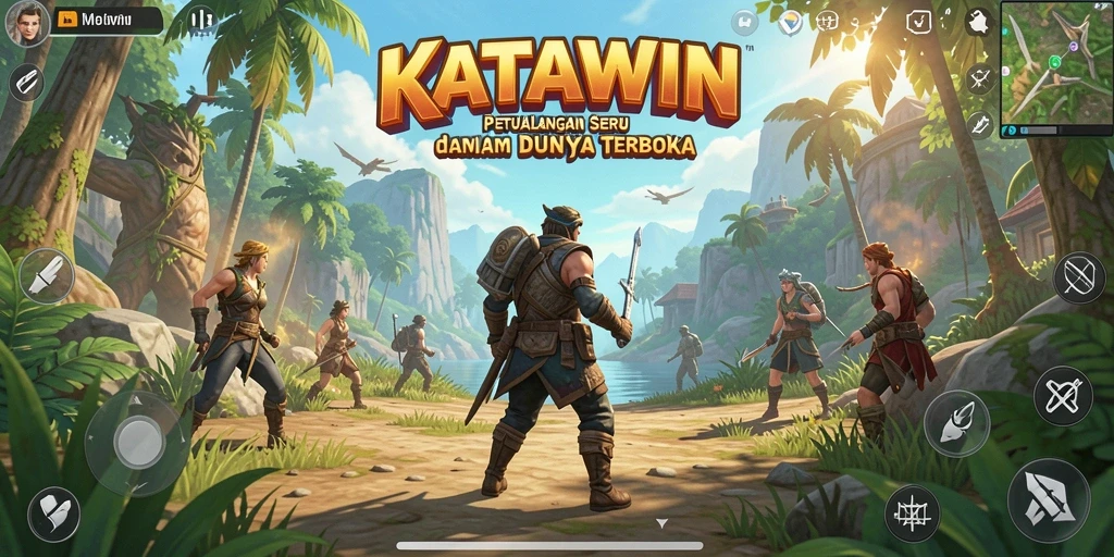 Screenshot gameplay KATAWIN menampilkan petualangan seru di dunia terbuka.