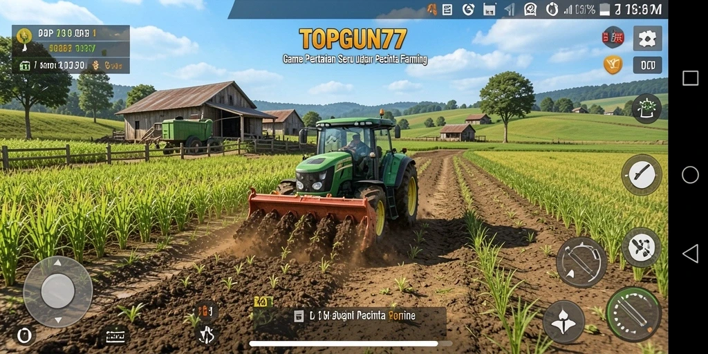 Tangkapan layar utama dari gameplay pertanian yang seru di TOPGUN77.