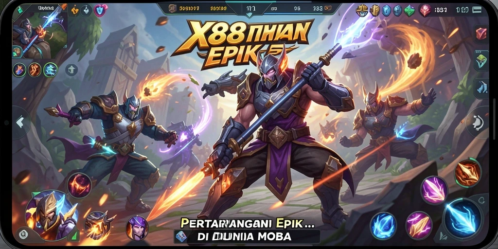 Screenshot gameplay X88 menampilkan aksi pertarungan yang intens.